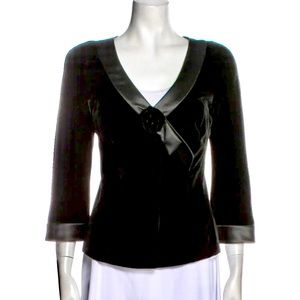 ARMANI COLLEZIONI Button Down Jacket Black Velvet Satin Lapel